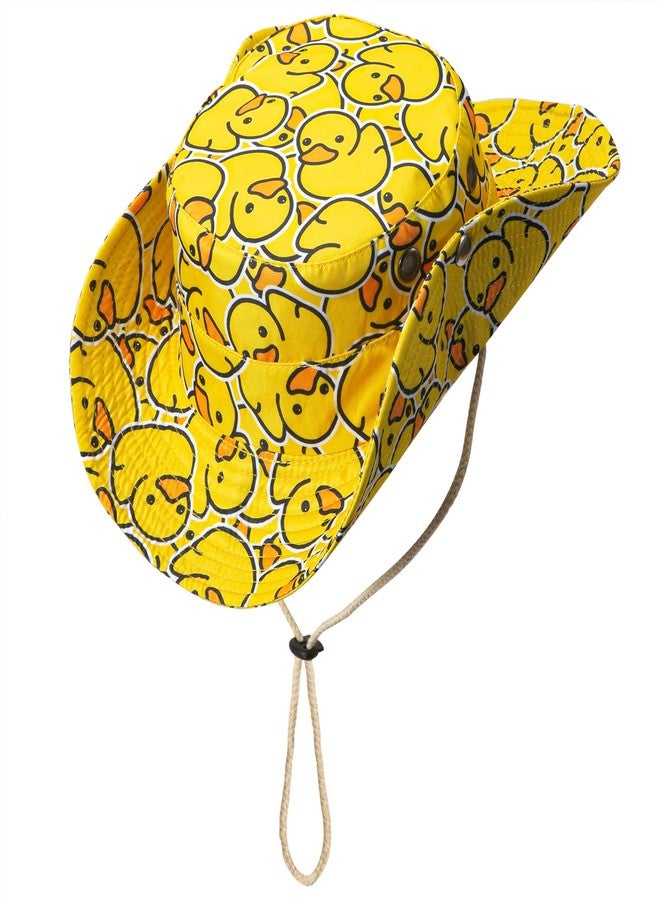 Dultua Bucket Hat Cowboy-Style Wide Brim Fisherman Hat Sun Hat Outdoor Reversible Cap for Men Women Adults (Cute Duck) - Image 1